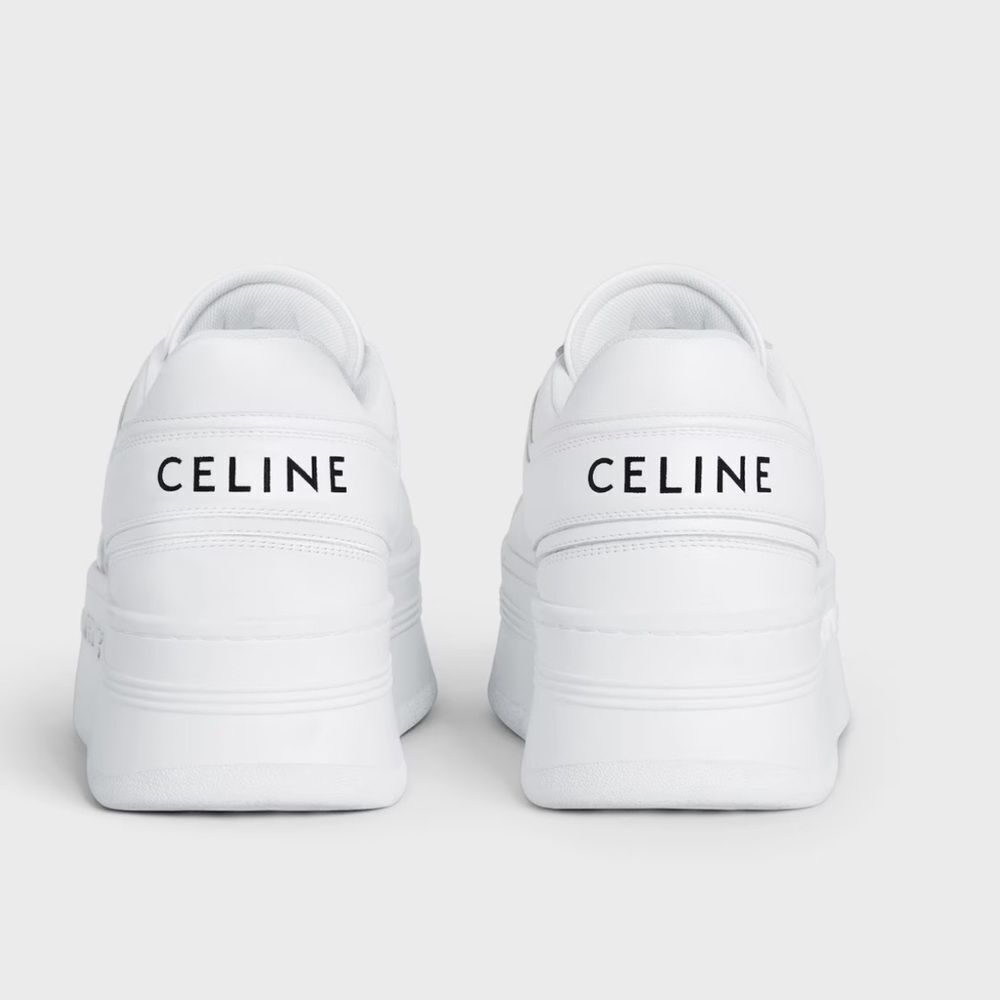 CELINE BLOCK SNEAKERS 50mm WEDGE OUTSOLE IN CALFSKIN Optic White Size 39 - Picture 3 of 10